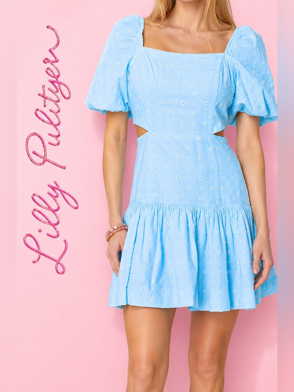 Lilly Pulitzer Women's Kylanne Elbow Sleeve Embroidered Linen Dress